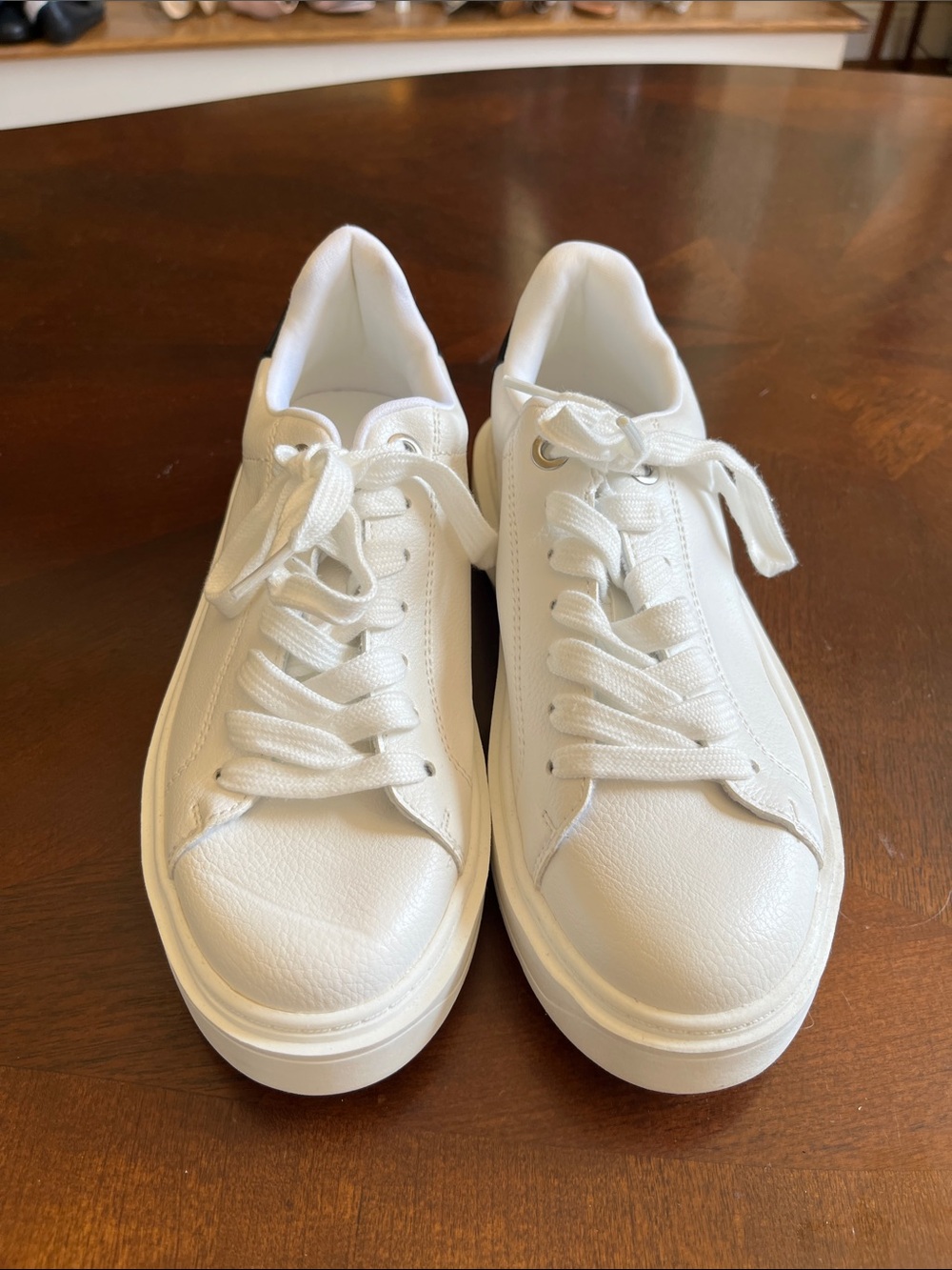 Steve Madden All-White Leather Low-Top Sneakers